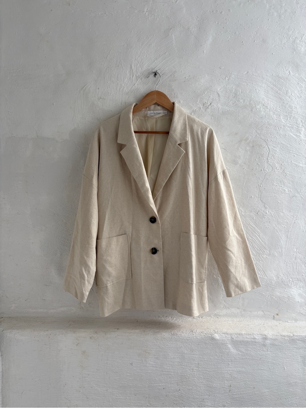 All in favor cotton blend cream blazer